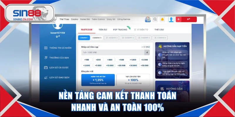 Nền tảng cam kết thanh toán nhanh và an toàn 100%